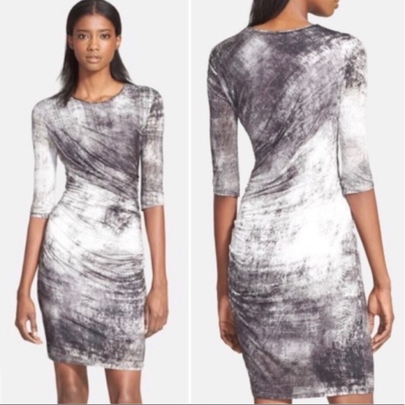 Helmut Lang Dresses & Skirts - Helmut Lang Nova Grey & White Marble Jersey Dress